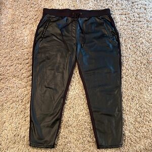 Black Pleather Sport Lounge Elastic Waist Pant Women’s Size 14.